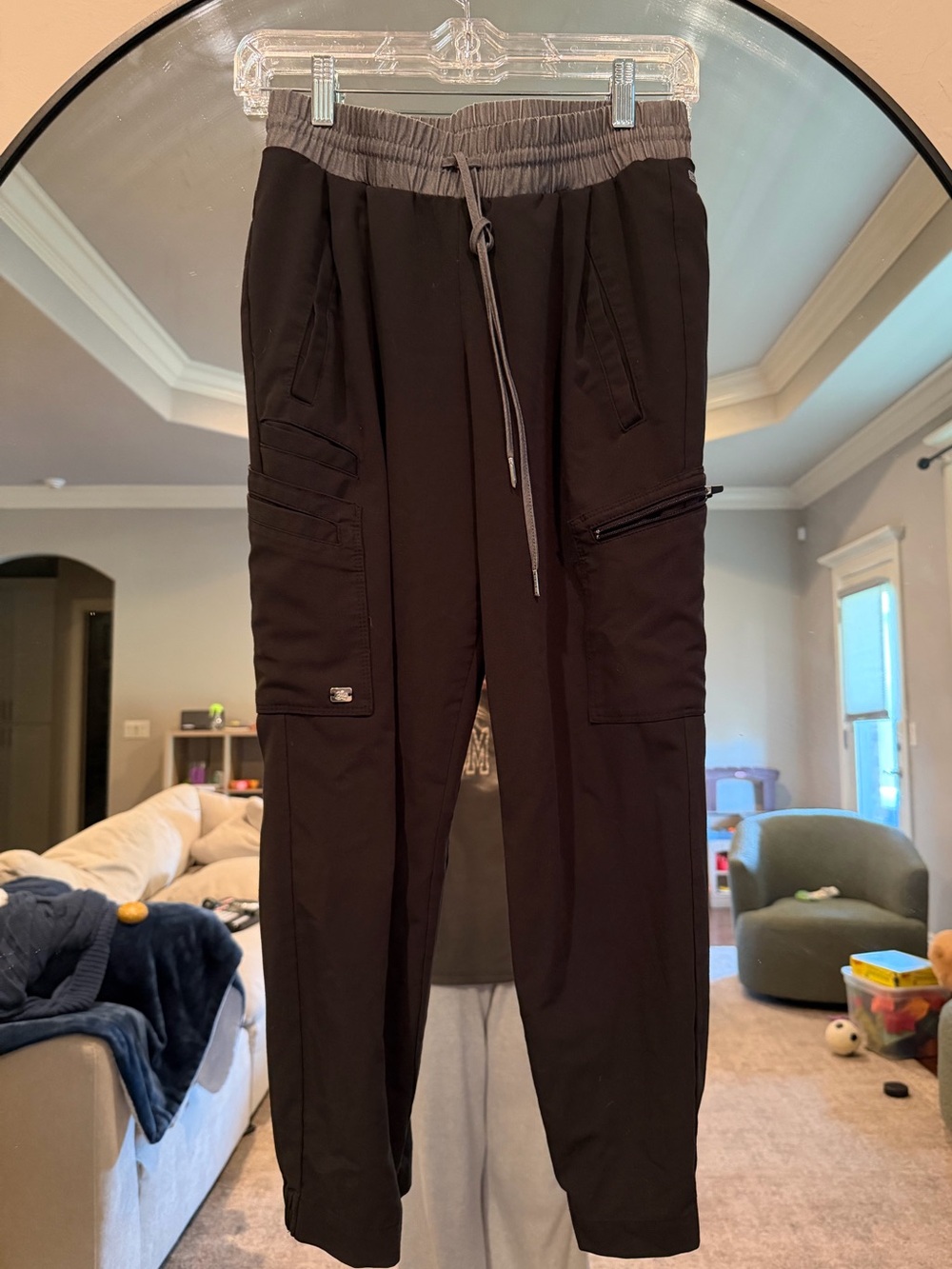 Grey's Anatomy Black Cargo Drawstring Jogger Scrub Pants